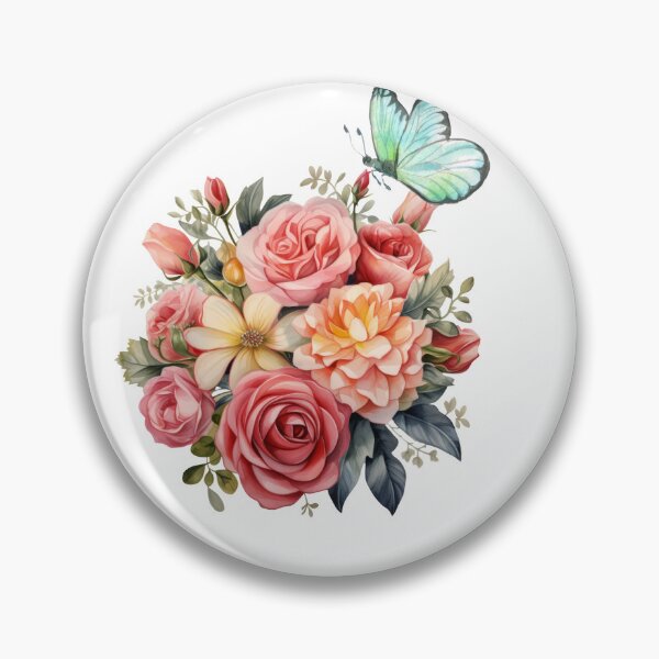 Item preview, Vintage Watercolor Floral Bouquet Pink Roses and Aesthetic Butterfly designed and sold by vibecraft_studio2.