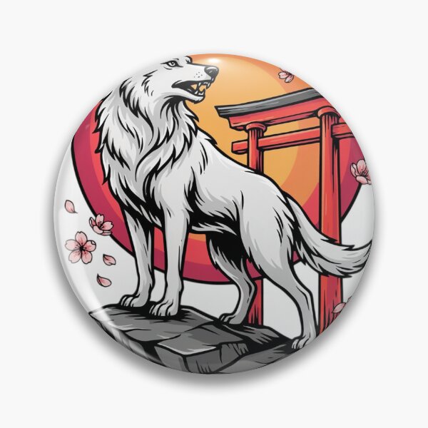 Item preview, Retro Japanese Lunar Wolf – Vintage Design designed and sold by Pixel Dynamo.