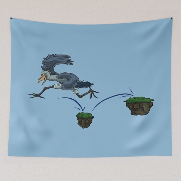 Item preview, Jumping Shoebill Bird Illustration | Cartoon Action Wildlife Art designed and sold by MechanicalART.