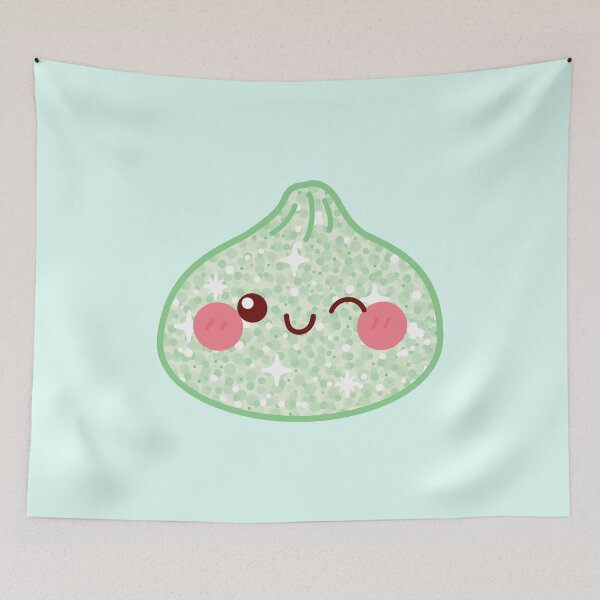 Item preview, Kawaii Green Glitter Squishy Dumpling – Cute Food Character Design designed and sold by EmeraldeaArt.
