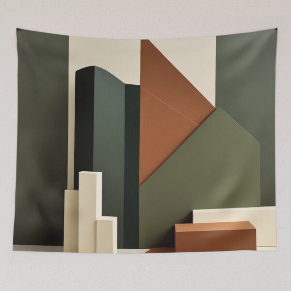 Item preview, Angular Shapes Minimalist Green Terracotta Print designed and sold by EnmarcArt.