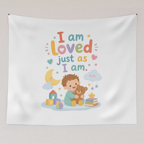 Item preview, I Am Loved Just As I Am Cute Nursery Quote Sticker designed and sold by LoveNurseries.
