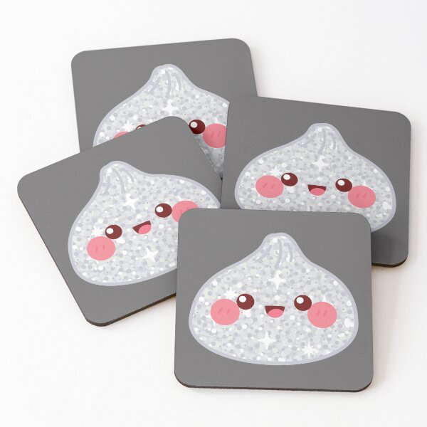 Item preview, Kawaii Silver Glitter Squishy Dumpling – Cute Food Character Design designed and sold by EmeraldeaArt.