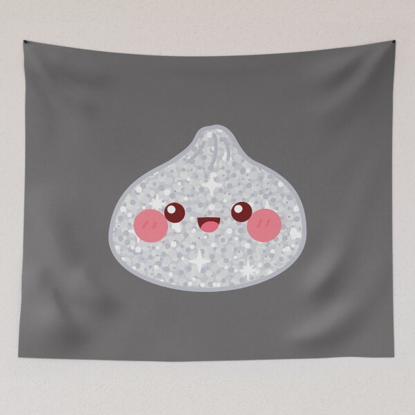 Item preview, Kawaii Silver Glitter Squishy Dumpling – Cute Food Character Design designed and sold by EmeraldeaArt.