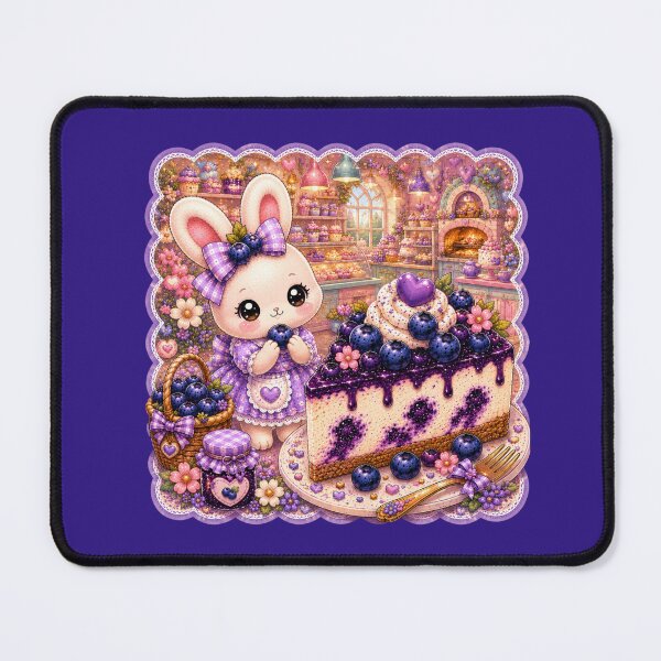 Item preview, Cute Blueberry Bunny in Cozy Bakery – Kawaii Cheesecake Cottagecore Dessert Art designed and sold by ALH Apparel.