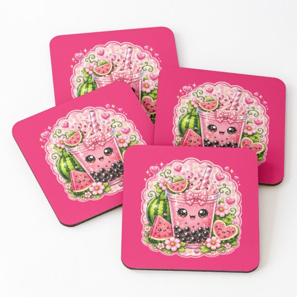 Item preview, Kawaii Watermelon Boba Tea Summer Aesthetic Cute Pink Fruit Bubble Tea Design designed and sold by ALH Apparel.