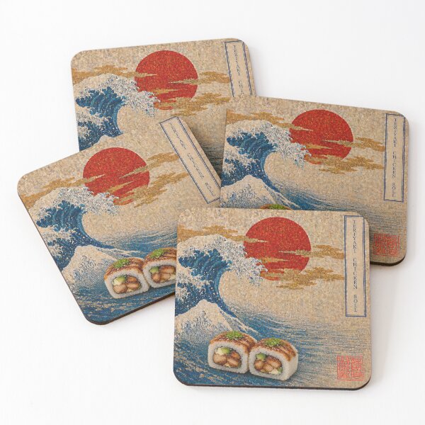 Item preview, Teriyaki Chicken Roll — Ukiyo-e Japanese Sushi Art Tee designed and sold by nurusubetei.