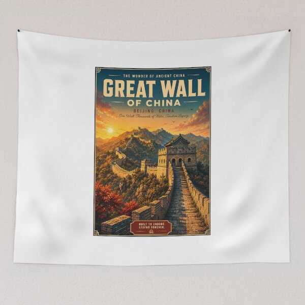 Item preview, Great Wall of China Retro Anime Travel Poster designed and sold by ElartedeNoel.