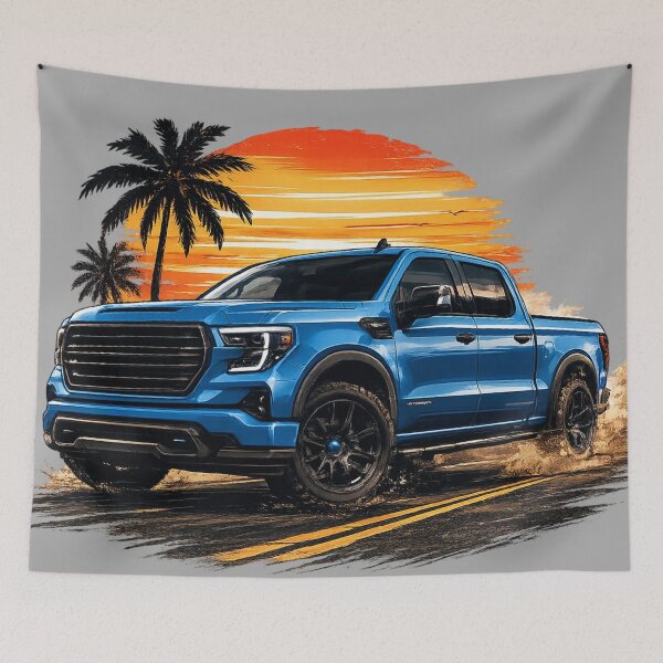 Item preview, Blue Pickup Truck Sunset Beach Adventure designed and sold by MCNovaStudio.