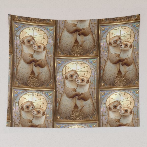 Item preview, Ferrets in Stained Glass with Golden Moon designed and sold by BriSher.