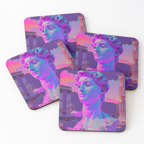 Item preview, Neon Cyber David Bust: Synthwave Classical Oasis designed and sold by A E S T H E T A T A G.