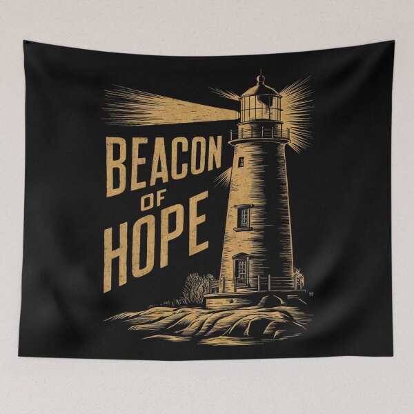 Item preview, Beacon of Hope Lighthouse Art - Inspirational Coastal Drawing designed and sold by StickerAndLove.