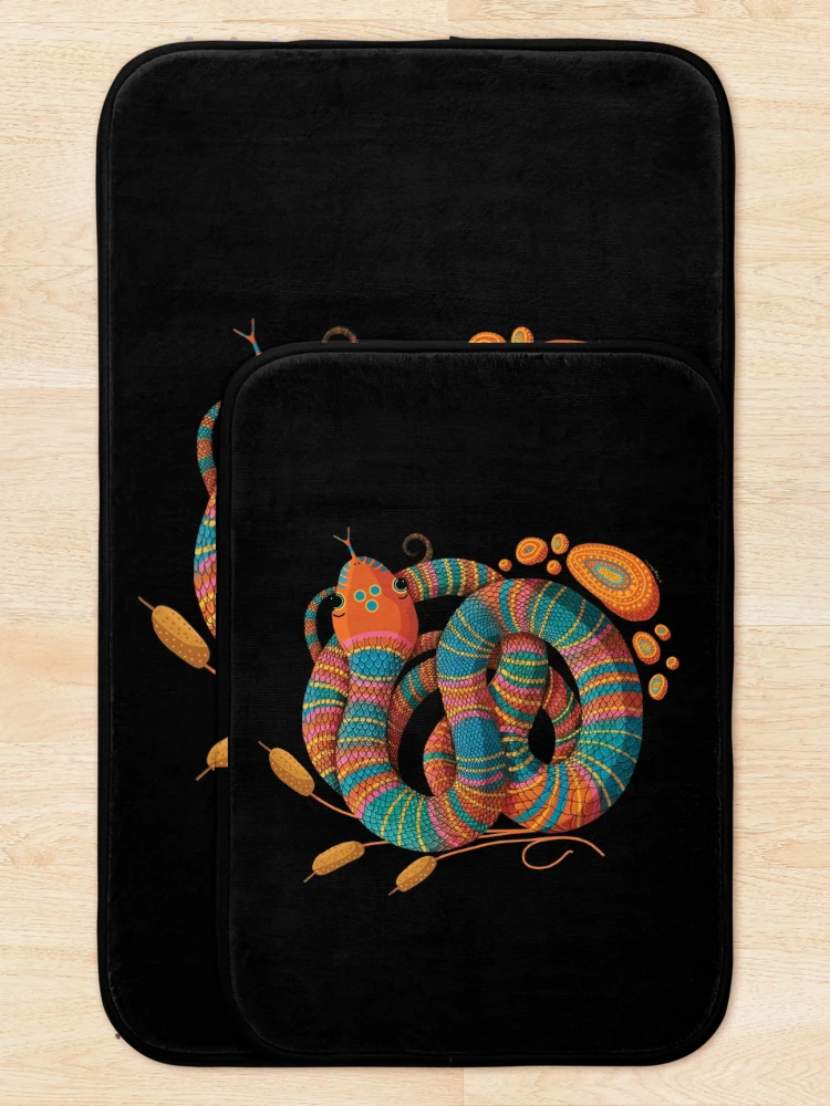 Thumbnail 5 of 6, Bath Mat, Patterned Python Rainbow Snake designed and sold by Karin Taylor.