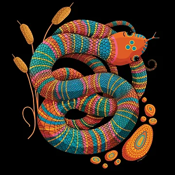Artwork thumbnail, Patterned Python Rainbow Snake by Karin Taylor