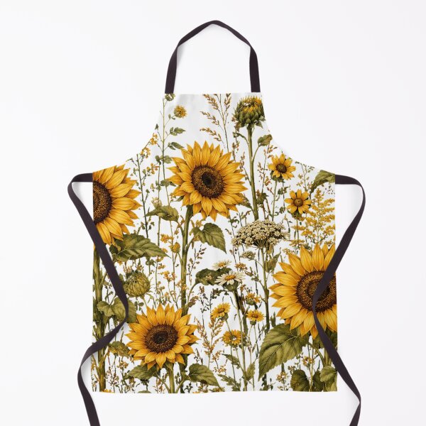 Item preview, Golden Sunflower Field on Black Background | Bright Botanical Floral Pattern designed and sold by Joyfulfabric.