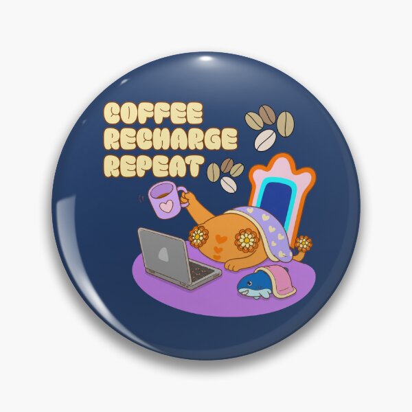 Item preview, Coffee Recharge Repeat, Cute Cat Working From Home Design designed and sold by BritishDelights.
