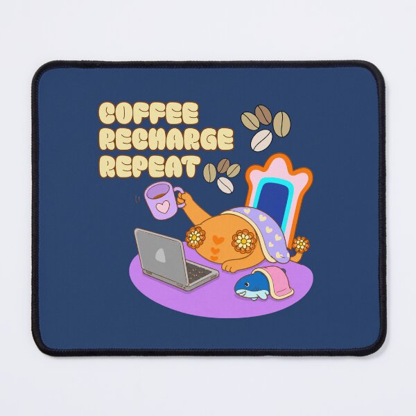 Item preview, Coffee Recharge Repeat, Cute Cat Working From Home Design designed and sold by BritishDelights.
