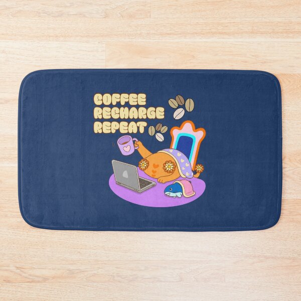 Item preview, Coffee Recharge Repeat, Cute Cat Working From Home Design designed and sold by BritishDelights.