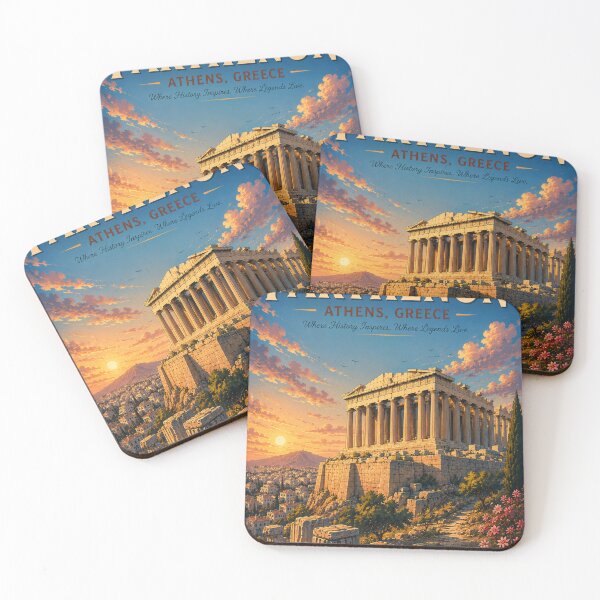 Item preview, Parthenon Athens Greece Retro Anime Travel Poster designed and sold by ElartedeNoel.