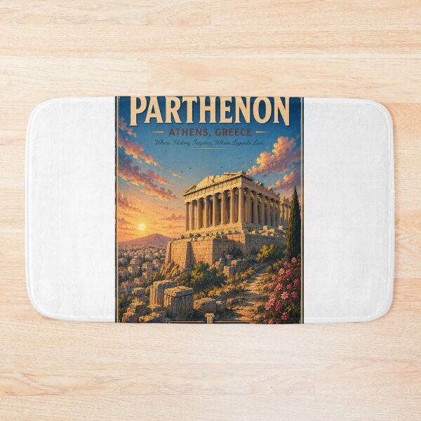 Item preview, Parthenon Athens Greece Retro Anime Travel Poster designed and sold by ElartedeNoel.