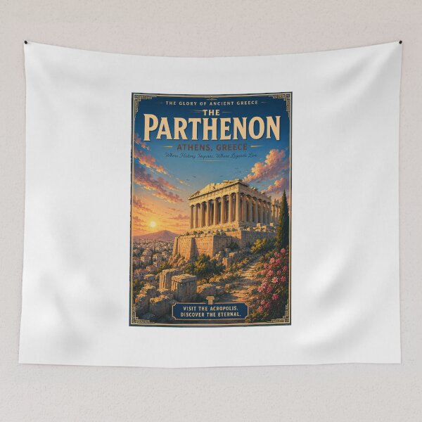 Item preview, Parthenon Athens Greece Retro Anime Travel Poster designed and sold by ElartedeNoel.