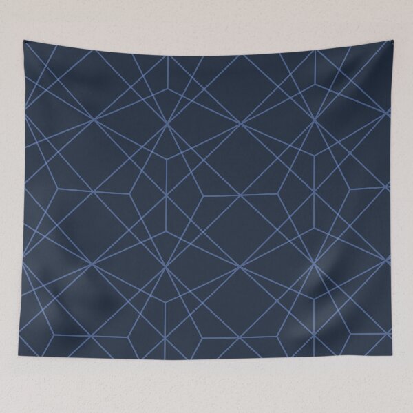 Item preview, Abstract seamless pattern with grey line art on dark navy background designed and sold by Longsilp.