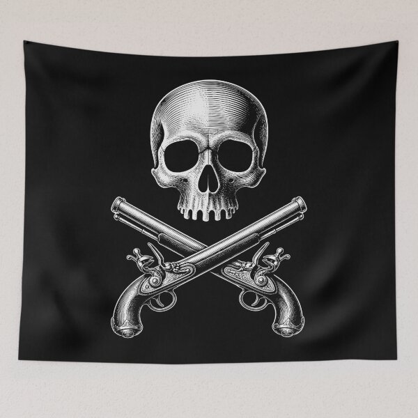 Item preview, Skull and Crossed Flintlock Pistols designed and sold by Victor Shadehorn.