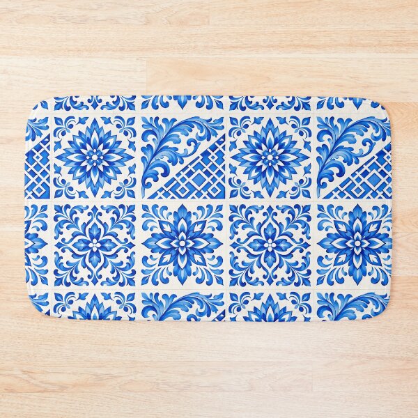 Item preview, Blue Azulejo Floral Tile Pattern designed and sold by FK-UK.