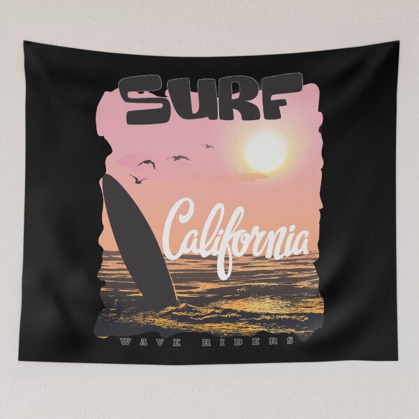 Item preview, Surf California Sunset Vintage Beach Vibes Ocean Waves Surfboard Aesthetic designed and sold by StickerAndLove.
