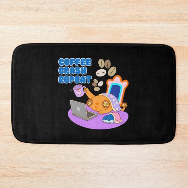 Item preview, Coffee Crash Repeat Exhausted Cat Funny Caffeine Design designed and sold by BritishDelights.