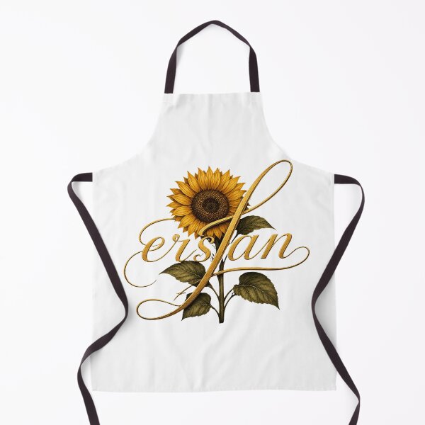 Item preview, Elegant Golden Sunflower Ersan Monogram – Luxury Botanical Name Art on Black Background designed and sold by Joyfulfabric.