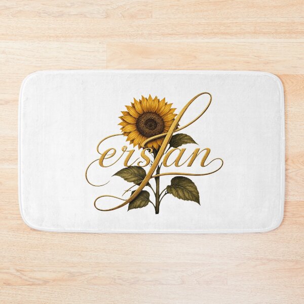 Item preview, Elegant Golden Sunflower Ersan Monogram – Luxury Botanical Name Art on Black Background designed and sold by Joyfulfabric.