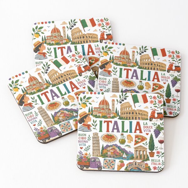 Item preview, Italy Travel Collage Illustration | Wander Postcards Collection designed and sold by Islabonita..