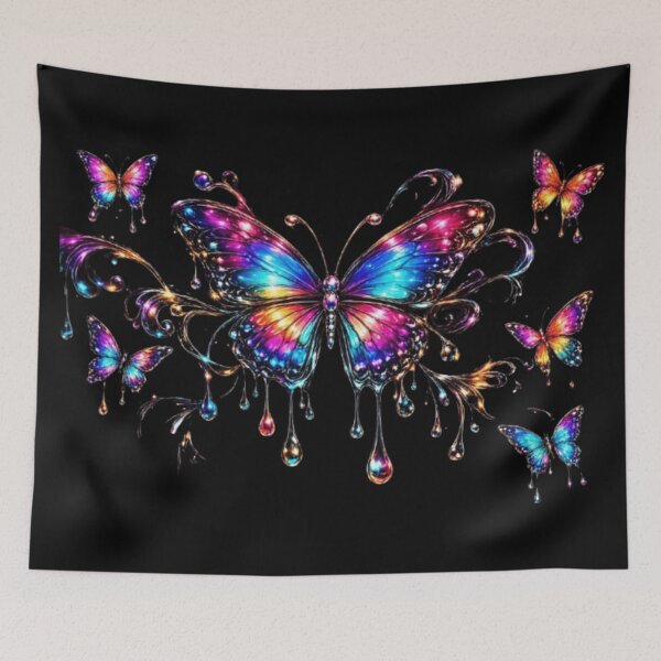 Item preview, Colorful neon chrome butterfly | on a black backgroundThis designed and sold by Rawafi Art Studio.