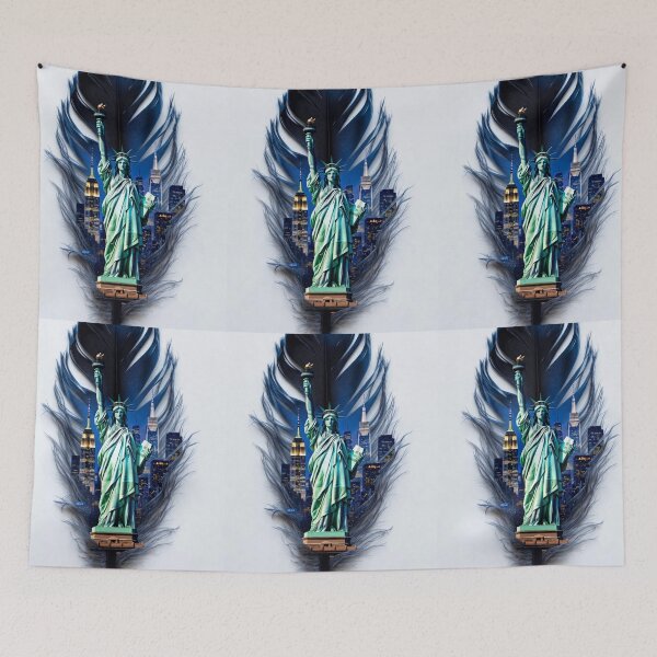 Item preview, New York Feather Art | Statue of Liberty Feather Design | NYC Travel Illustration | New York City Landmark Artwork | USA Aesthetic designed and sold by GalleryPeak.
