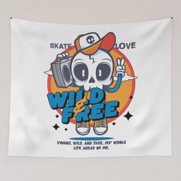 Item preview, Wild and Free Skateboard Art – Young, Wild, and Free Urban Graffiti Design designed and sold by StickerAndLove.