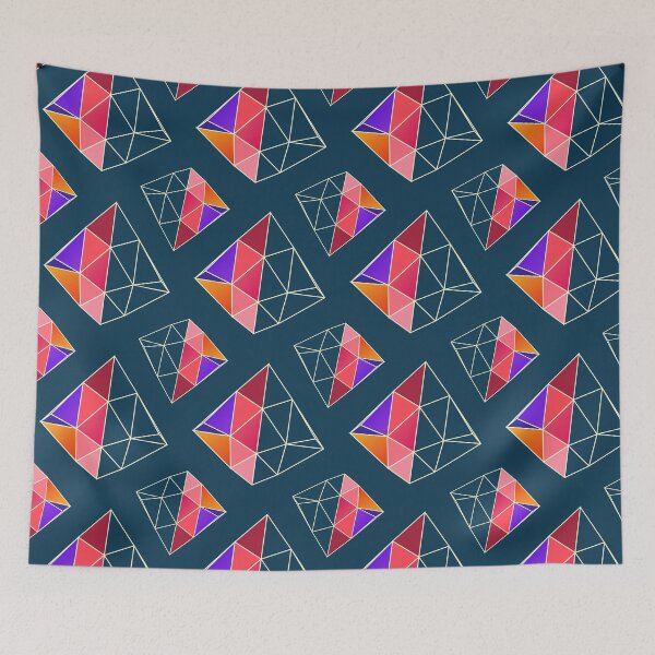 Item preview, Abstract geometric low poly wireframe seamless pattern on teal background designed and sold by Longsilp.