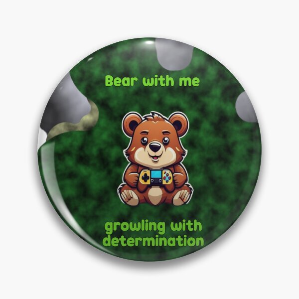 Item preview, 1. Title Title: Bear With Me Growling With Determination Funny Chibi Gamer Bear designed and sold by Animalloveus.
