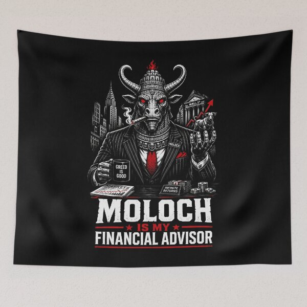Item preview, Moloch Is My Financial Advisor Wall Street Satire designed and sold by Victor Shadehorn.