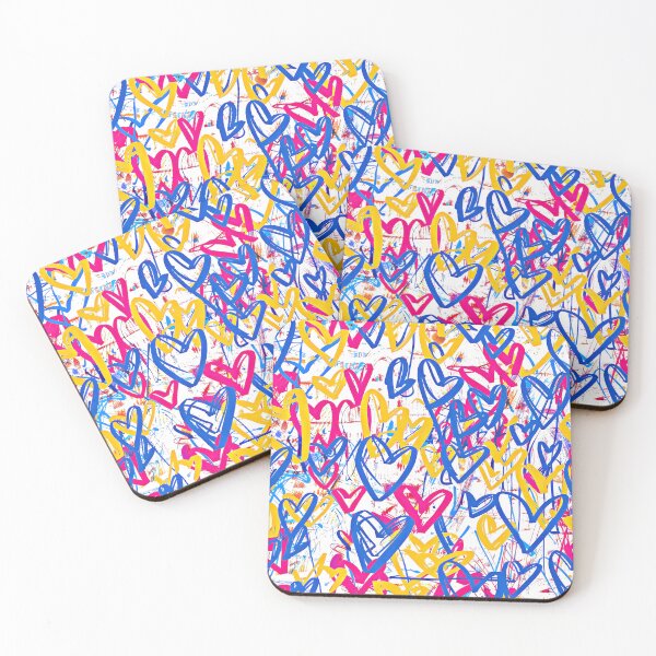 Item preview, Vibrant Pink, Blue And Yellow Scribble Hearts Designs designed and sold by DEC02.