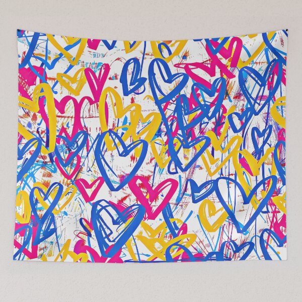 Item preview, Vibrant Pink, Blue And Yellow Scribble Hearts Designs designed and sold by DEC02.