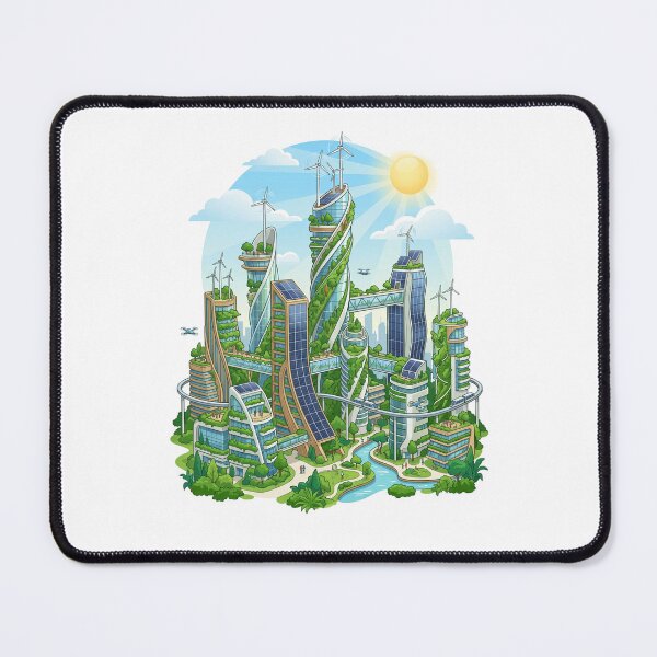 Item preview, Solarpunk City Skyline Sustainable Future Green Architecture designed and sold by PictoVibe.