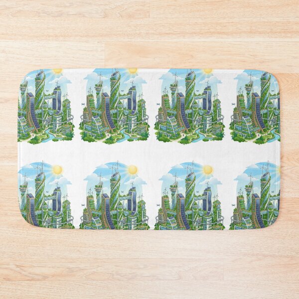 Item preview, Solarpunk City Skyline Sustainable Future Green Architecture designed and sold by PictoVibe.