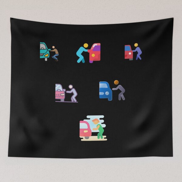 Item preview, We Are All Pushing Our Cars — Funny Breakdown Emoji Sticker Pack designed and sold by Yasmine Mohammed.