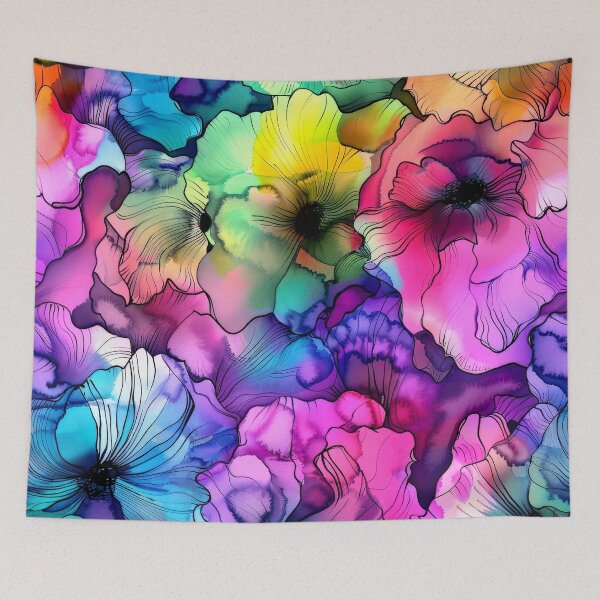 Item preview, Alcohol Ink-Style Colorful Wavy Floral Digital Designs designed and sold by DEC02.