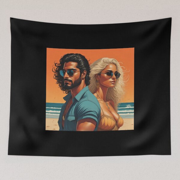 Item preview, Sunset Beach Romance Vintage Couple Pop Art designed and sold by UmSkelig834.