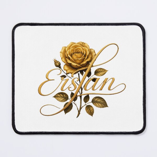 Item preview, Ersan Golden Rose Monogram – Luxury Floral Name Art on Black Background designed and sold by Joyfulfabric.