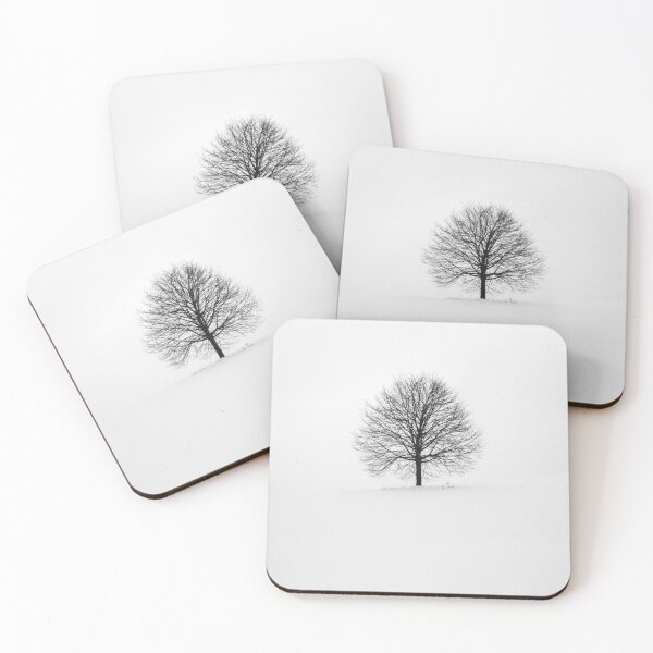 Item preview, Minimalist Lone Tree in Snow - Black and White Winter Landscape Photography designed and sold by PygmyTitan Photo.