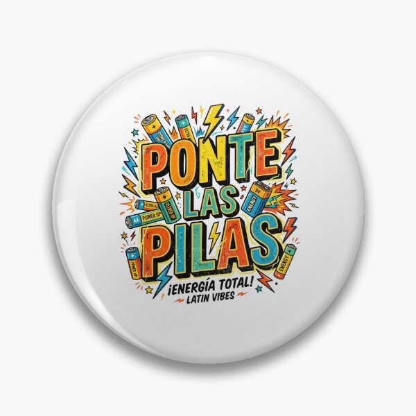 Item preview, Ponte Las Pilas Retro Spanish Motivational Quote Pop Art designed and sold by PictoVibe.