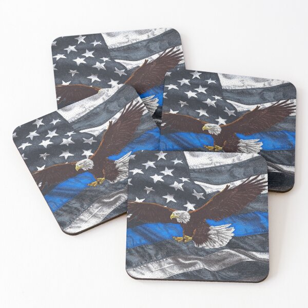 Item preview, Thin Blue Line Flag with Eagle designed and sold by Cora Worthington Art.